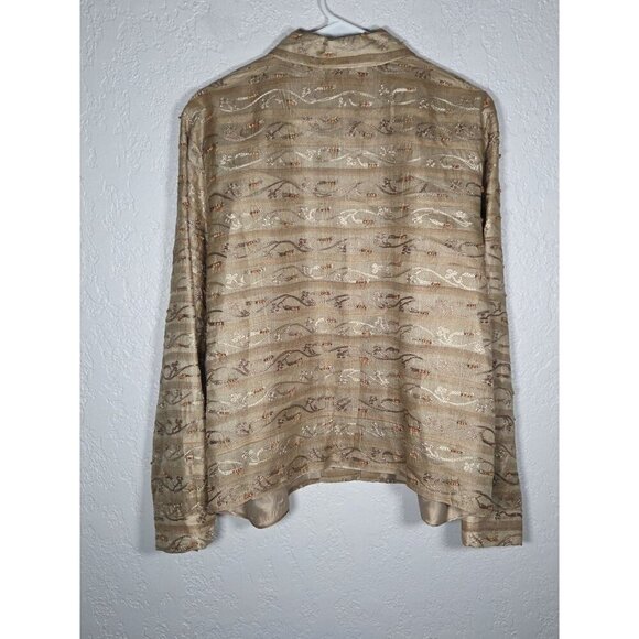 Coldwater Creek women's large jacket embroidered. beaded,Beige,100% Silk - Picture 6 of 6